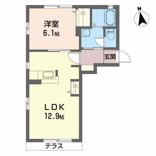 レジデンス高見(1LDK/1階)の間取り写真