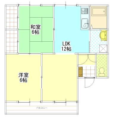 サンパークK(2LDK/2階)の間取り写真