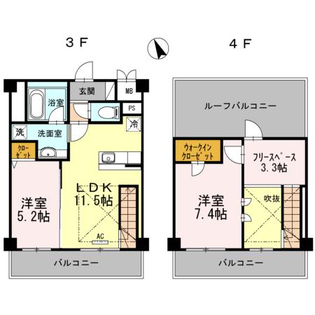 グリーンアベニューVI(2SLDK/3階)の間取り写真