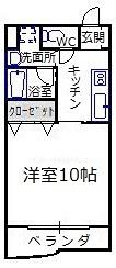 正気屋ハイツS棟(1K/2階)の間取り写真