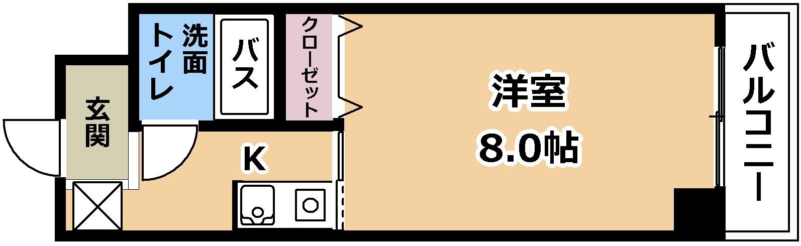 クローバーハイツ II(1K/4階)の間取り写真