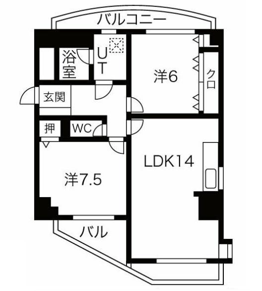 NYレジデンスいりなか(2LDK/7階)の間取り写真