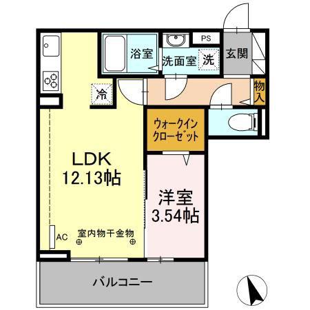 グランツアルファ(1LDK/3階)の間取り写真
