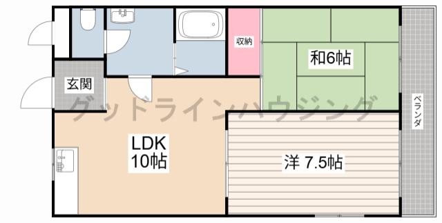 サニーハイム山氏浦(2LDK/3階)の間取り写真