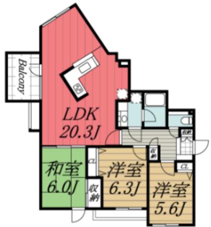 リーベスト勝田台エルベールの街B棟(3LDK/3階)の間取り写真