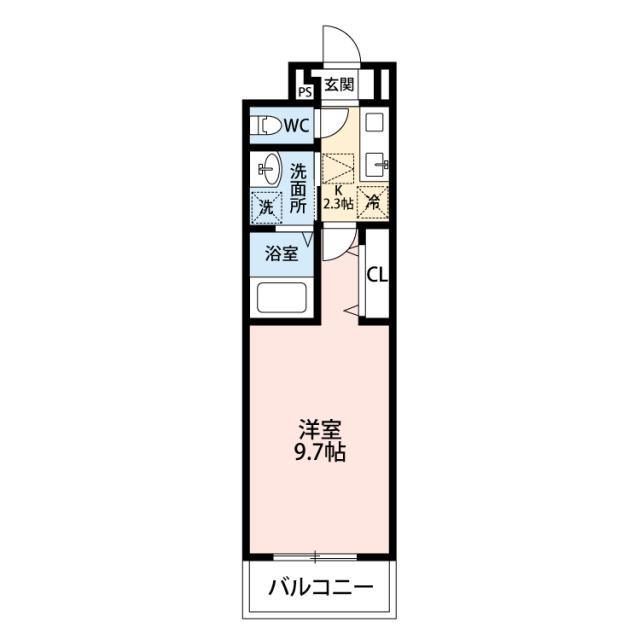 ヒカルサ 小牧田県ウエスト(1K/3階)の間取り写真