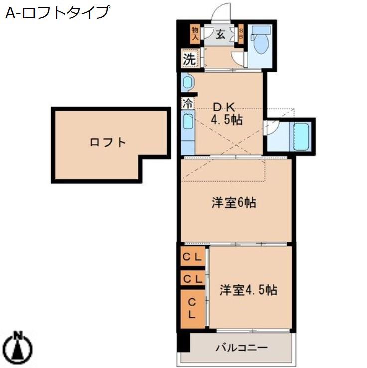 クレスト連坊(2DK/7階)の間取り写真