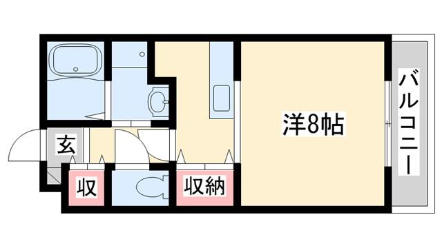 サザンクロス(1K/2階)の間取り写真