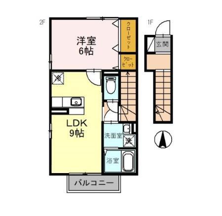 エスポワール海都A(1LDK/2階)の間取り写真