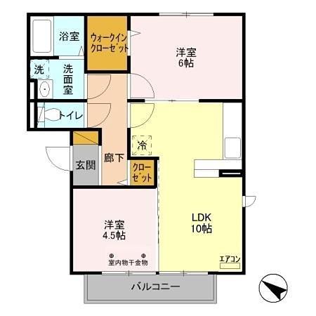 スカイハイム(2LDK/3階)の間取り写真