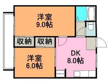 エクセレント翔II(2DK/2階)の間取り写真