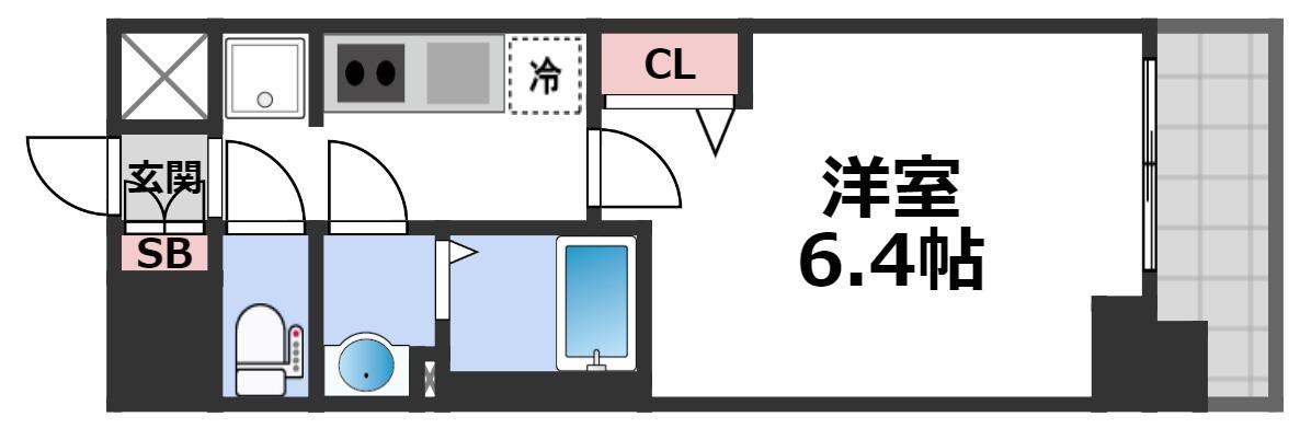プレサンス上町台筆ケ崎サウス(1K/3階)の間取り写真