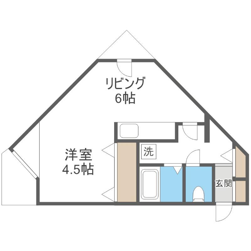 あっぷる家(1DK/3階)の間取り写真