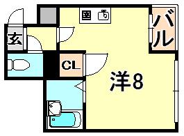 平野エスペランス(ワンルーム/5階)の間取り写真