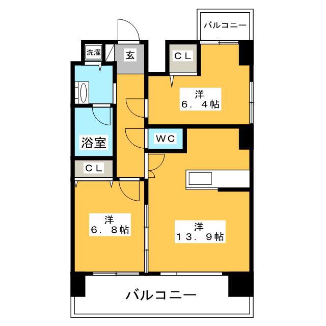 レキシントン・スクエア白金(2LDK/14階)の間取り写真
