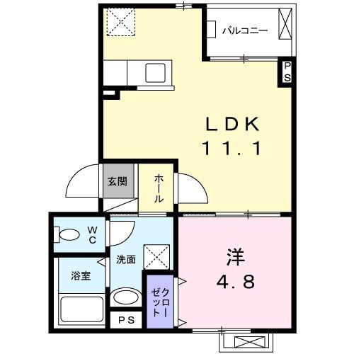 阪急京都線 茨木市駅 徒歩9分 3階建 築11年(1LDK/2階)の間取り写真