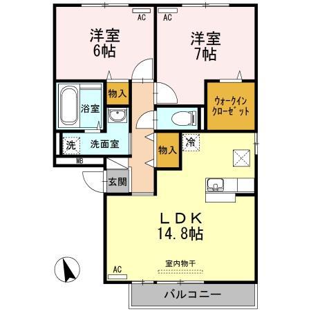 セレーノ 弐番館弐番館(2LDK/1階)の間取り写真