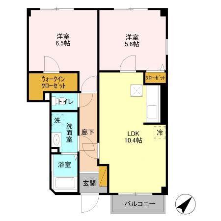 ウィステリア III(2LDK/1階)の間取り写真