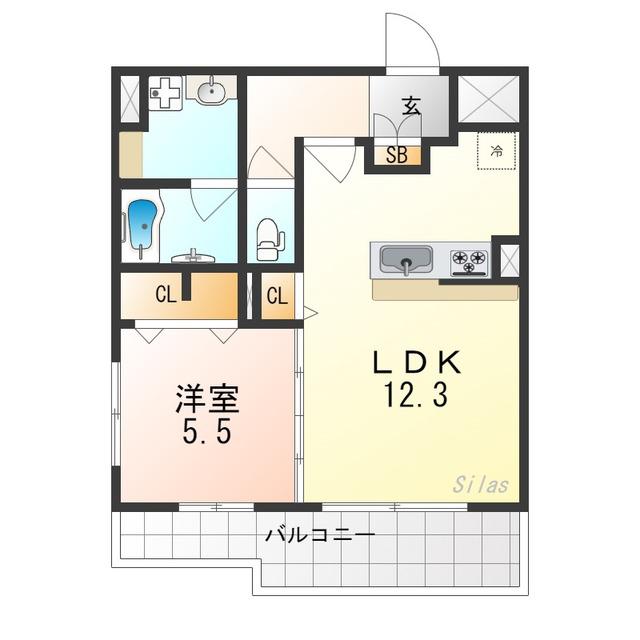 グランドール京都(1LDK/5階)の間取り写真