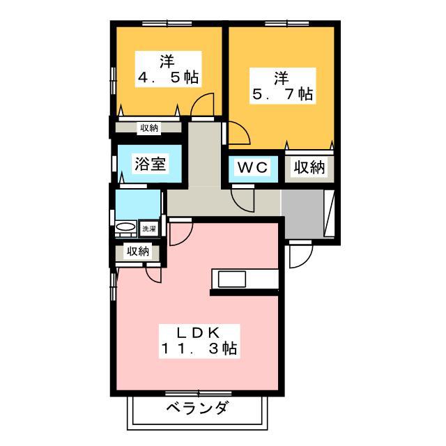 シンフォニーB(2LDK/2階)の間取り写真