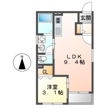 PHILIA 1ST(1LDK/2階)の間取り写真