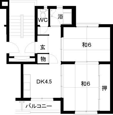 都府楼12棟(2DK/3階)の間取り写真