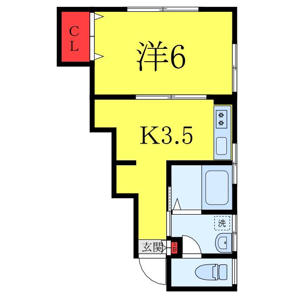 蓮沼マンション(1K/2階)の間取り写真