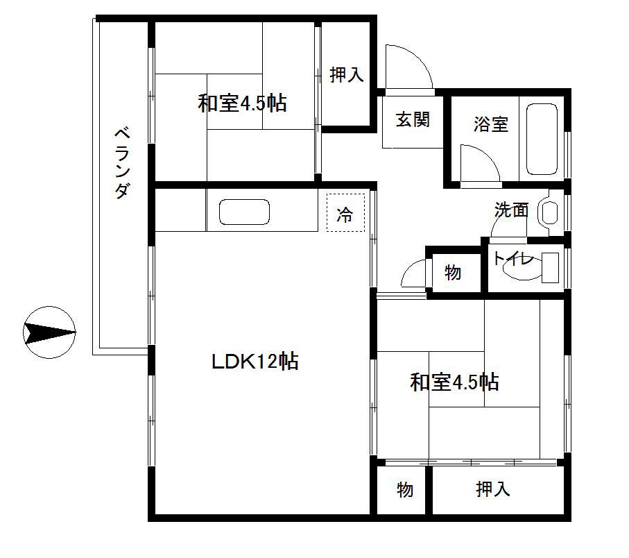 洋光台南第二 29号棟(2LDK/2階)の間取り写真