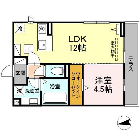 D-SQUARE 湊町II(1LDK/1階)の間取り写真
