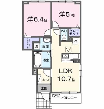 サンセールIX A(2LDK/1階)の間取り写真