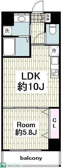 LOC S YOKOHAMA BAYSIDE(1LDK/5階)の間取り写真