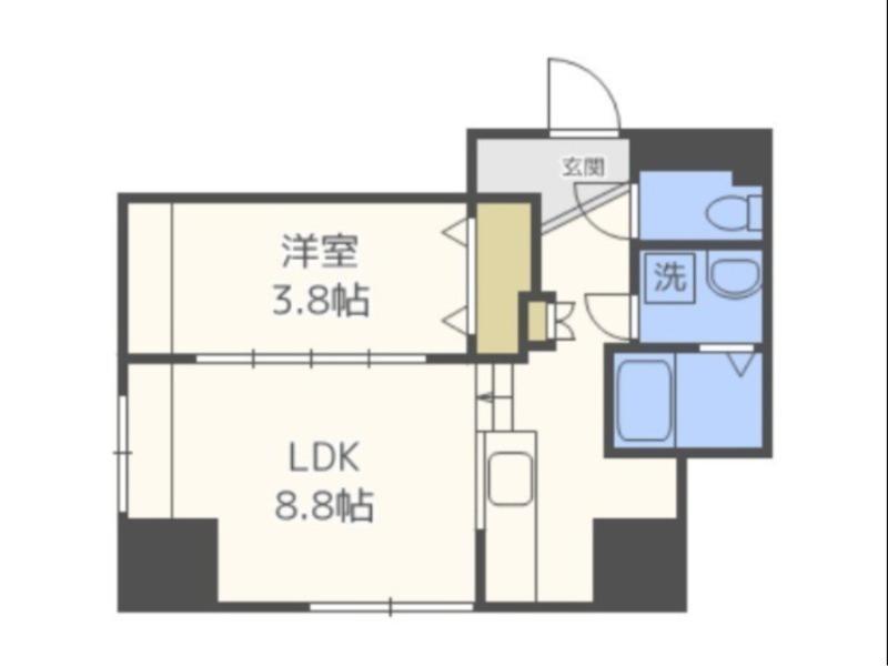 フロントコート南平岸(1LDK/6階)の間取り写真
