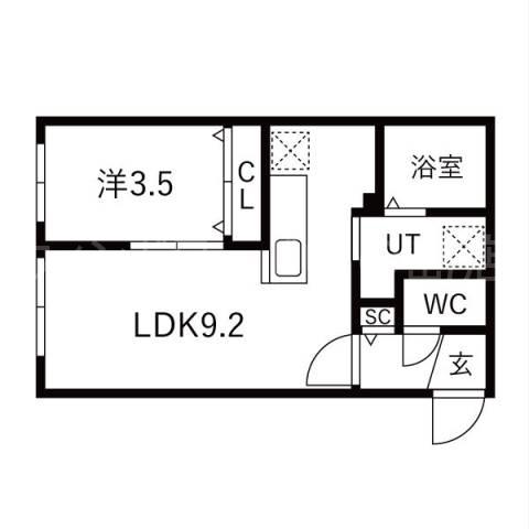 地下鉄東豊線 北13条東駅 徒歩9分 5階建 築1年(1LDK/2階)の間取り写真