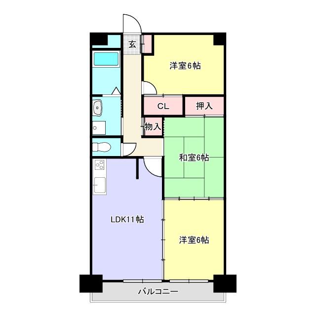クレストパレス学園前-(3LDK/5階)の間取り写真