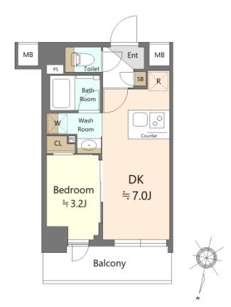 SHOKEN RESIDENCE西馬込(1DK/5階)の間取り写真