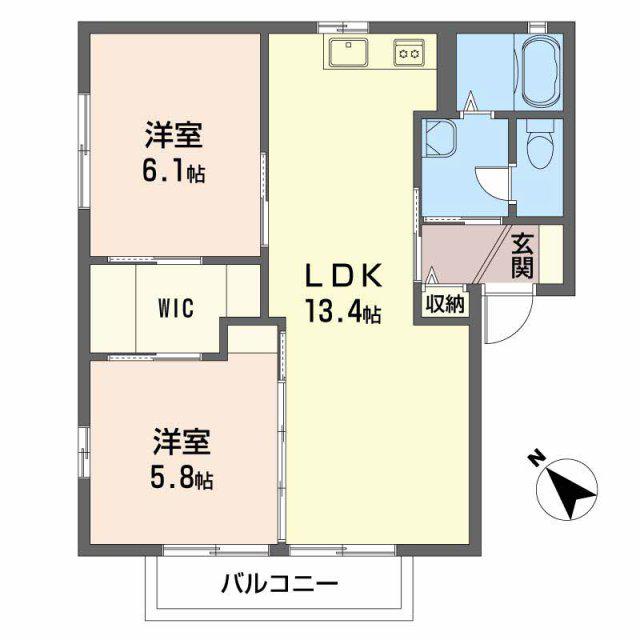 グレースアムール(2LDK/2階)の間取り写真