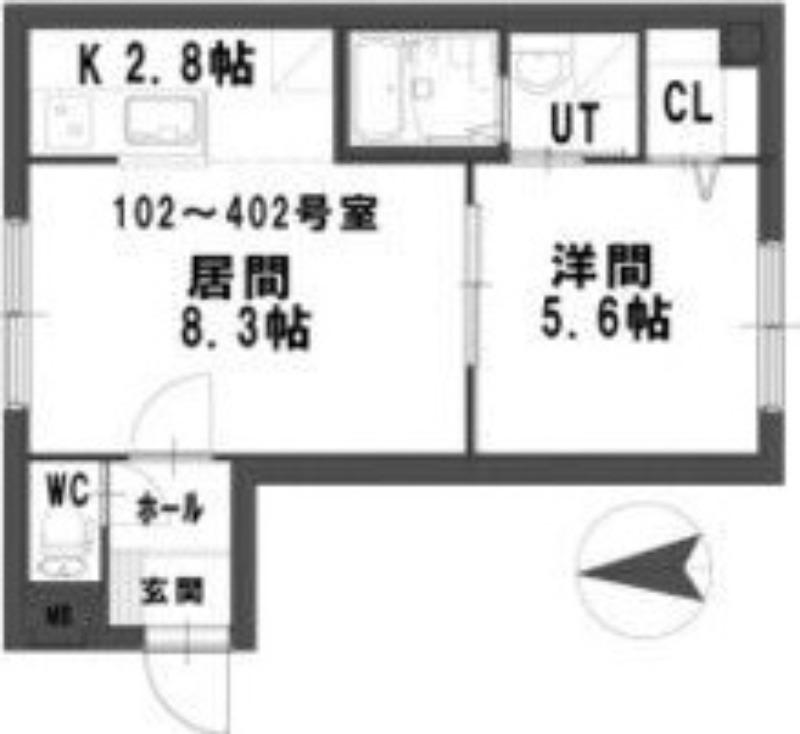 グランメール平岸4・5(1LDK/2階)の間取り写真