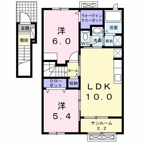 クレール II(2LDK/2階)の間取り写真
