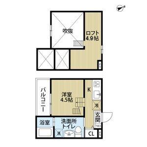 TOMS TENEMENT 3トムズテネメ(ワンルーム/2階)の間取り写真