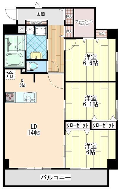 フェンテ ヴァレー(3LDK/4階)の間取り写真