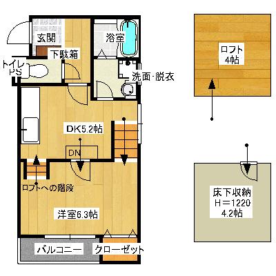 ベルコート博多(1DK/1階)の間取り写真