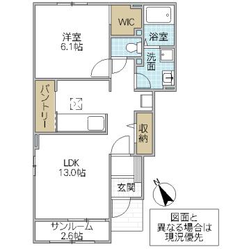 ブルーグラス(1LDK/1階)の間取り写真