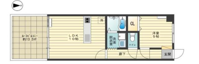 第5小山マンション(1LDK/3階)の間取り写真