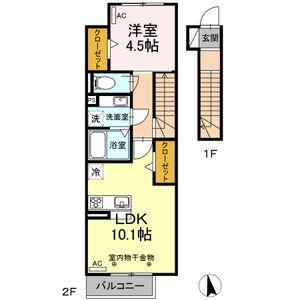 グランテージ上浜(1LDK/2階)の間取り写真