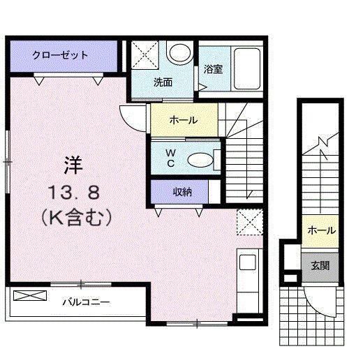ベルカーナ(1K/2階)の間取り写真