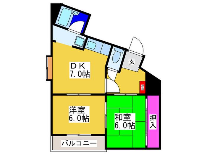 エクセル勝山(2DK/6階)の間取り写真