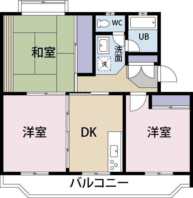 ピュアコーポB(3DK/4階)の間取り写真