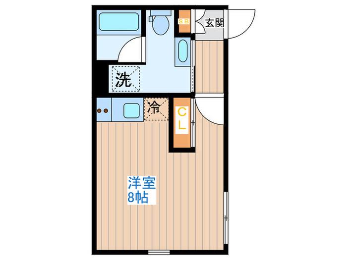CREAL渋谷笹塚(ワンルーム/1階)の間取り写真