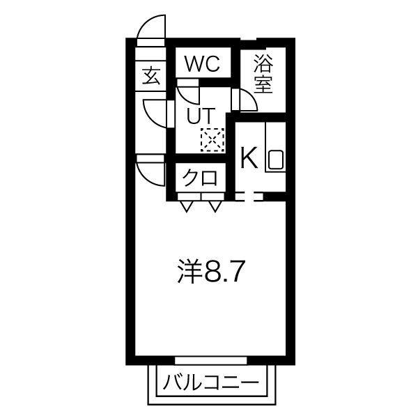 エクレシア有楽(ワンルーム/1階)の間取り写真