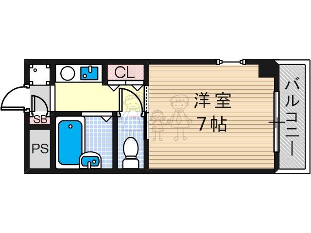 マツダ21(1K/4階)の間取り写真